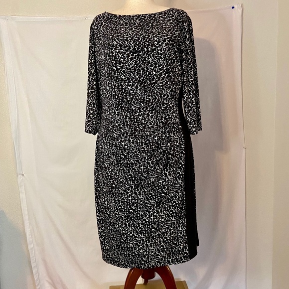 Lauren Black & White Cheetah Print Dress Plus Size 18W - Picture 1 of 7